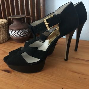 Michael Kors strappy black platform heels